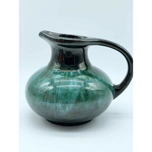 VTG Blue Mountain Pottery Canada Drip Glazed Pitcher Vase 4" Green Teal Black